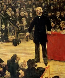 Georges Clemenceau (1841-1929) Wygłasza przemówienie w Cirque Fernando, 1883
